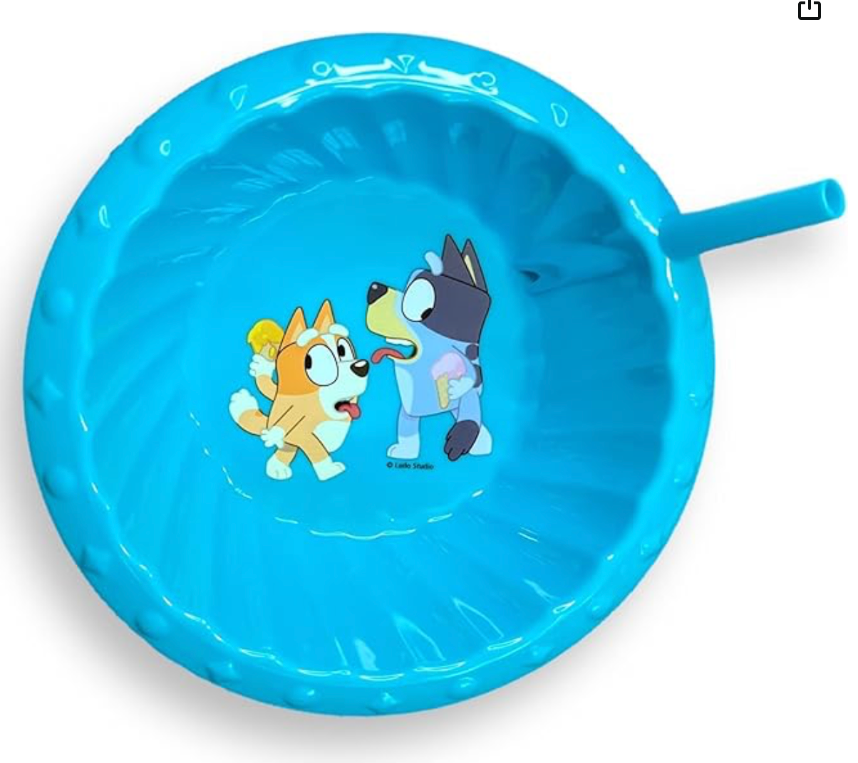Bluey Character Cereal Bowl with Built-in Straw 2pk