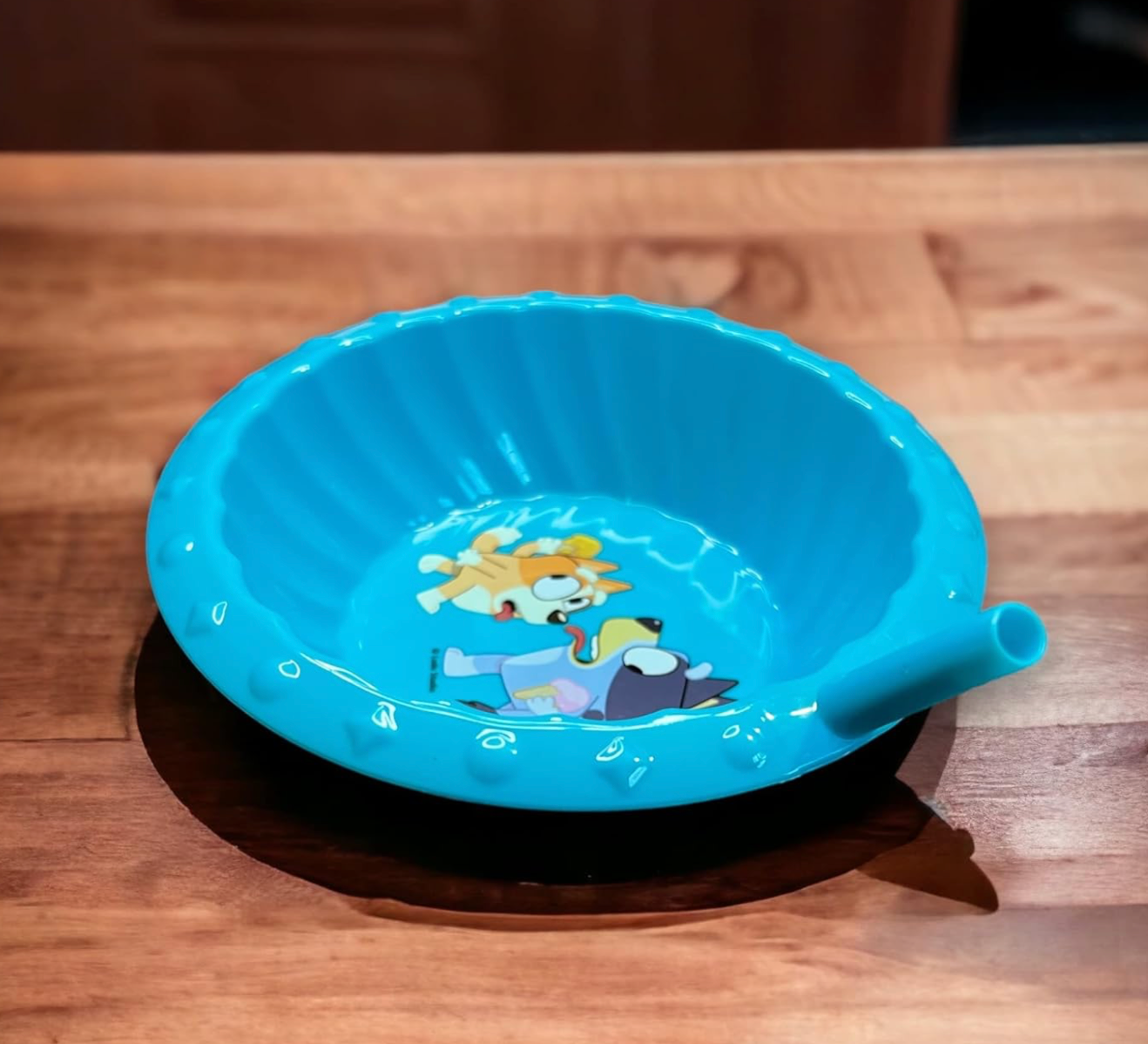 Bluey Character Cereal Bowl with Built-in Straw 2pk