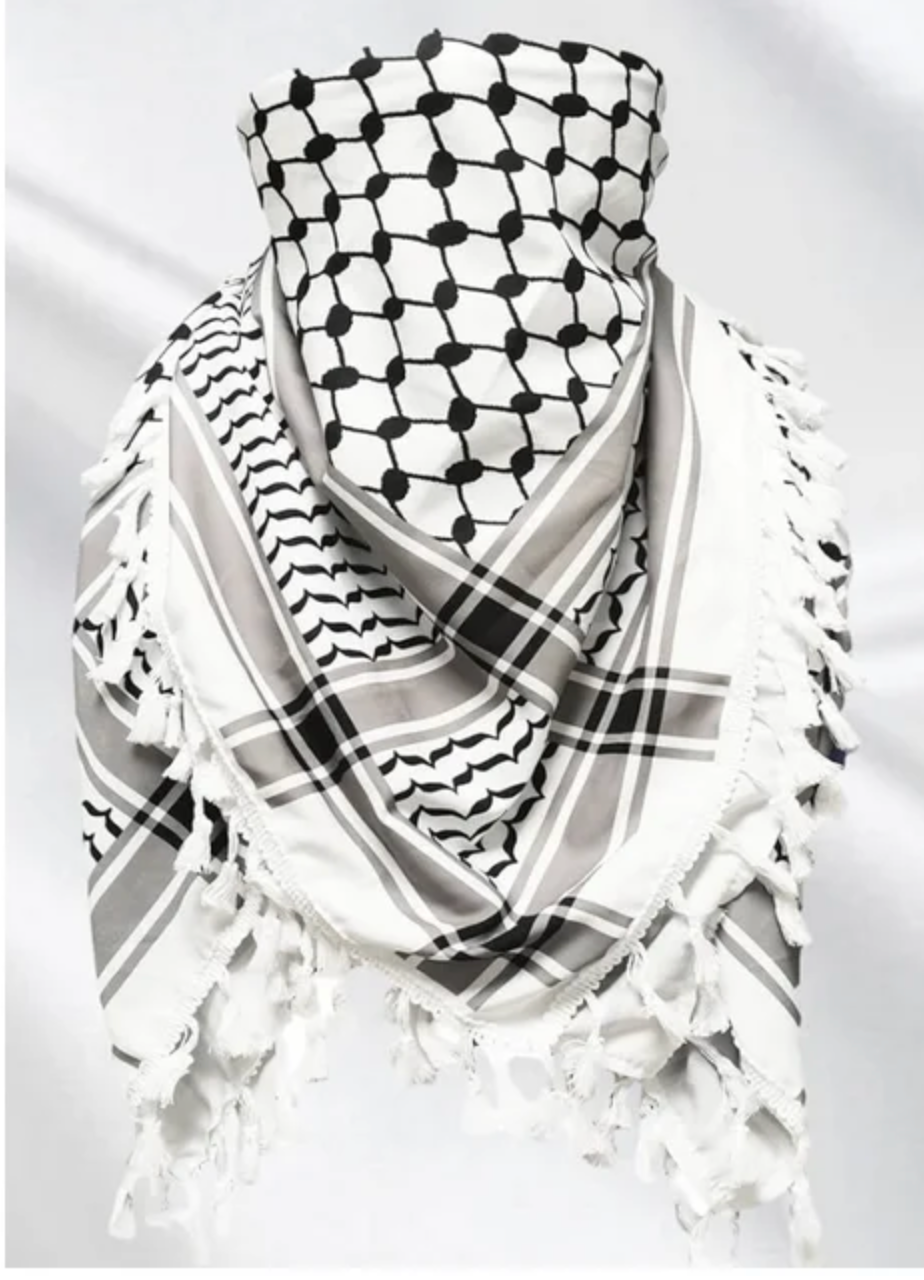 Abu Keffiyeih Cotton Woven Original Palestine keffiyeih with Tassel 54 x 45 inch 2pk