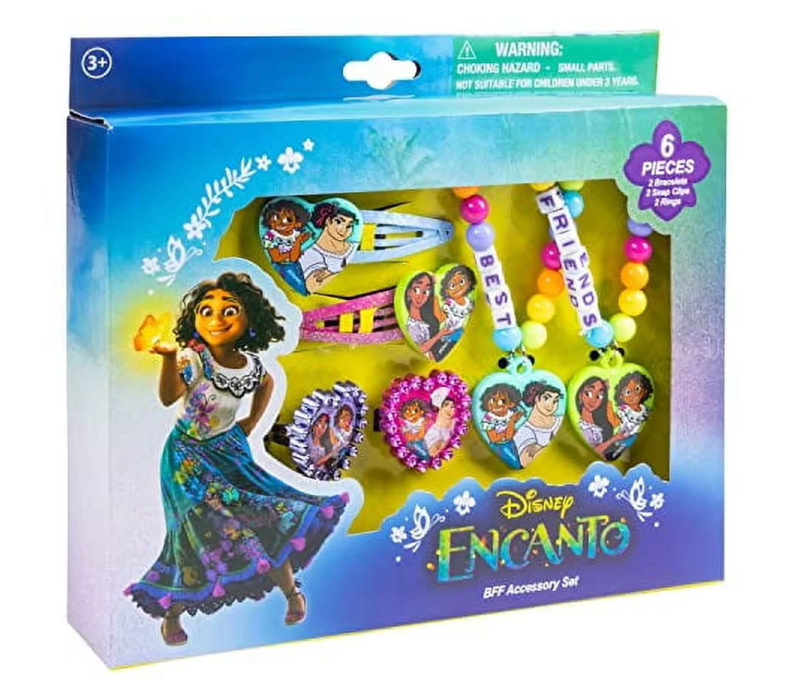 LUV HER Encanto Girls BFF 6 Piece Toy Jewelry Box Set with Rings, Bracelets, and Hair Clips, Ages 3+