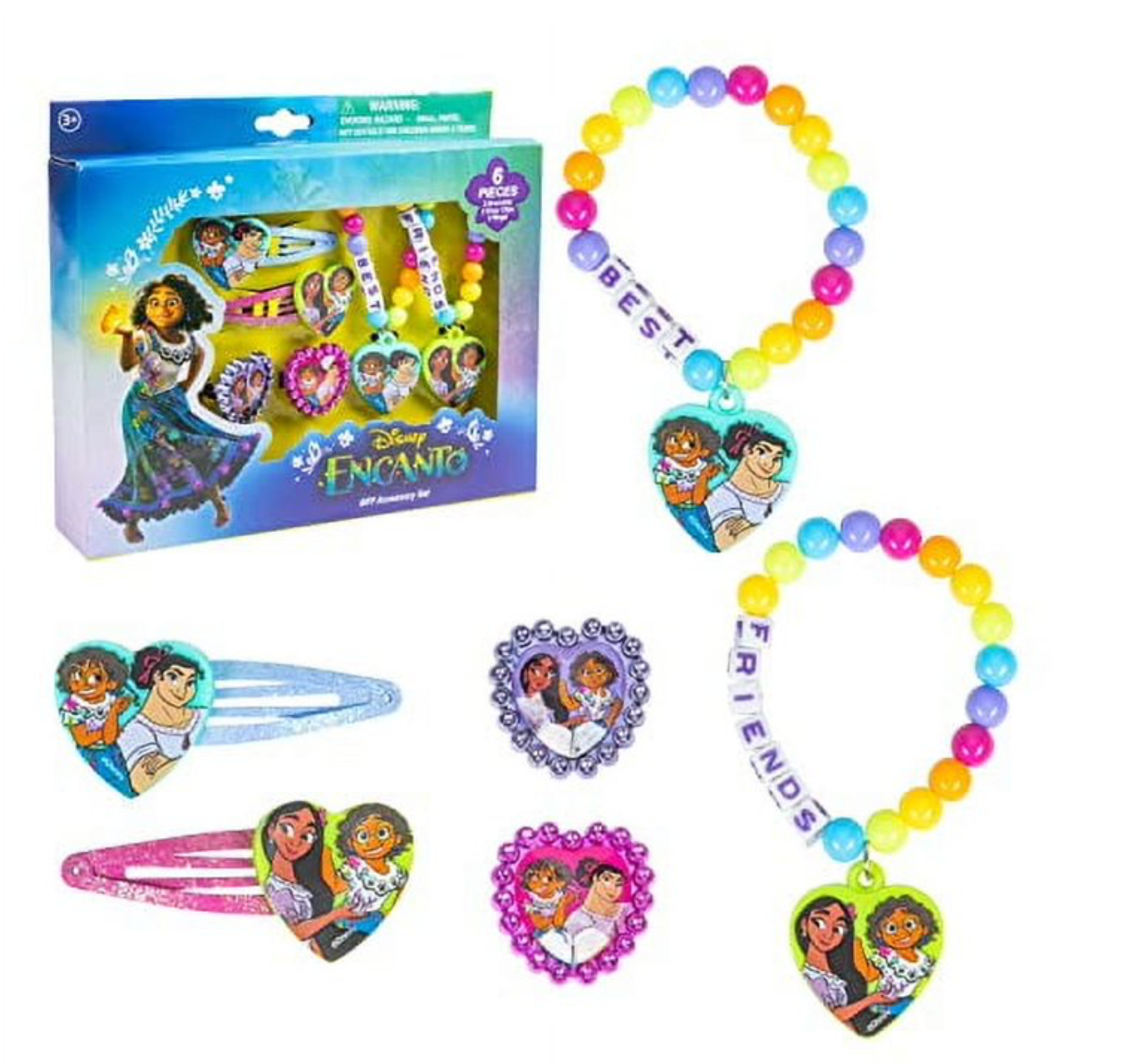 LUV HER Encanto Girls BFF 6 Piece Toy Jewelry Box Set with Rings, Bracelets, and Hair Clips, Ages 3+