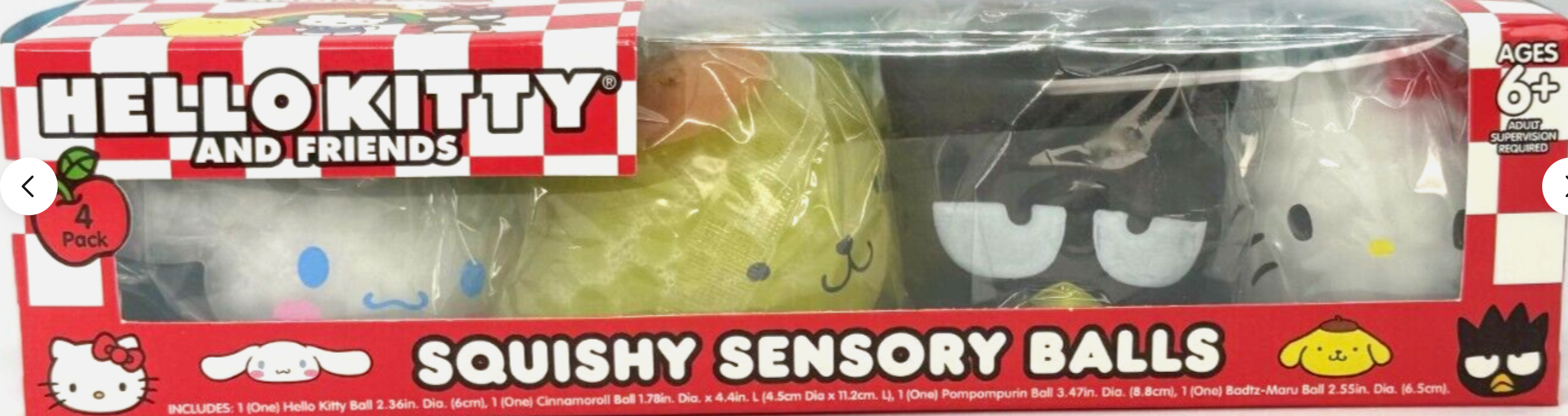 Hello Kitty & Friends Sensory Squishy Stress Balls 4 Pack Badtz-Maru Cinnamoroll
