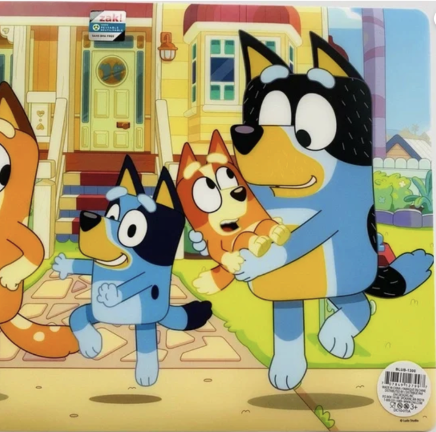 Zak Designe Bluey Kids Reusable BPA Free Plastic Placemat , Bandit, Bluey and Friends 11.8'' x 17.6'' (2 Pack)