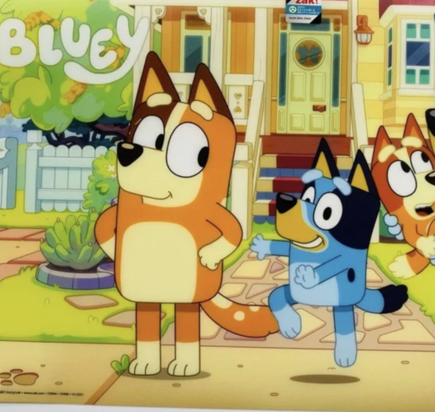 Zak Designe Bluey Kids Reusable BPA Free Plastic Placemat , Bandit, Bluey and Friends 11.8'' x 17.6'' (2 Pack)