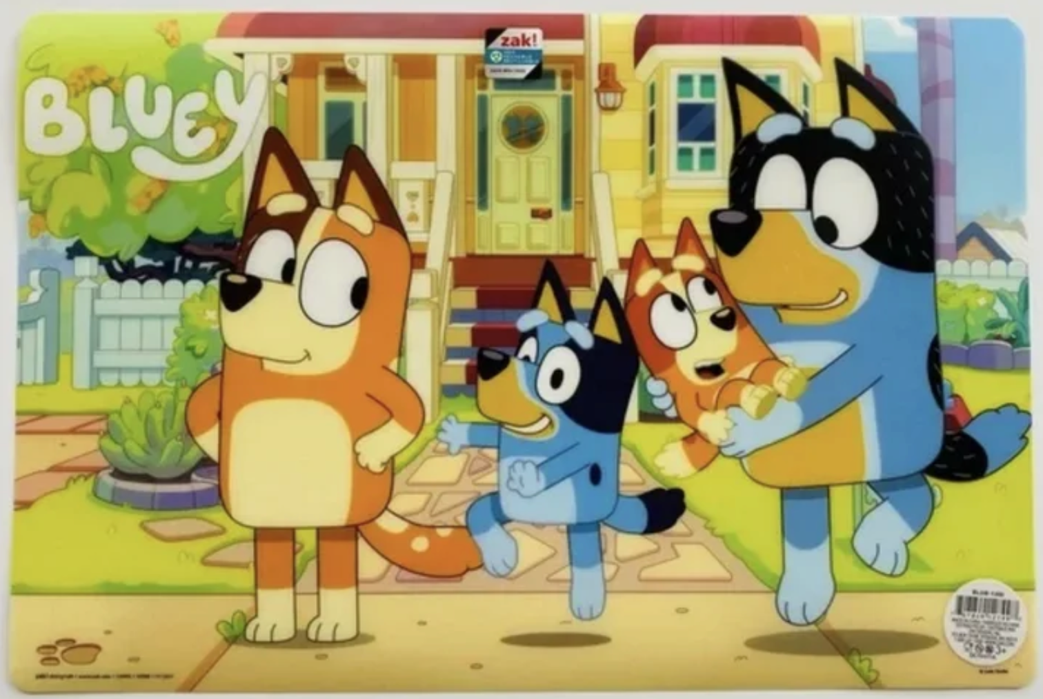 Zak Designe Bluey Kids Reusable BPA Free Plastic Placemat , Bandit, Bluey and Friends 11.8'' x 17.6'' (2 Pack)