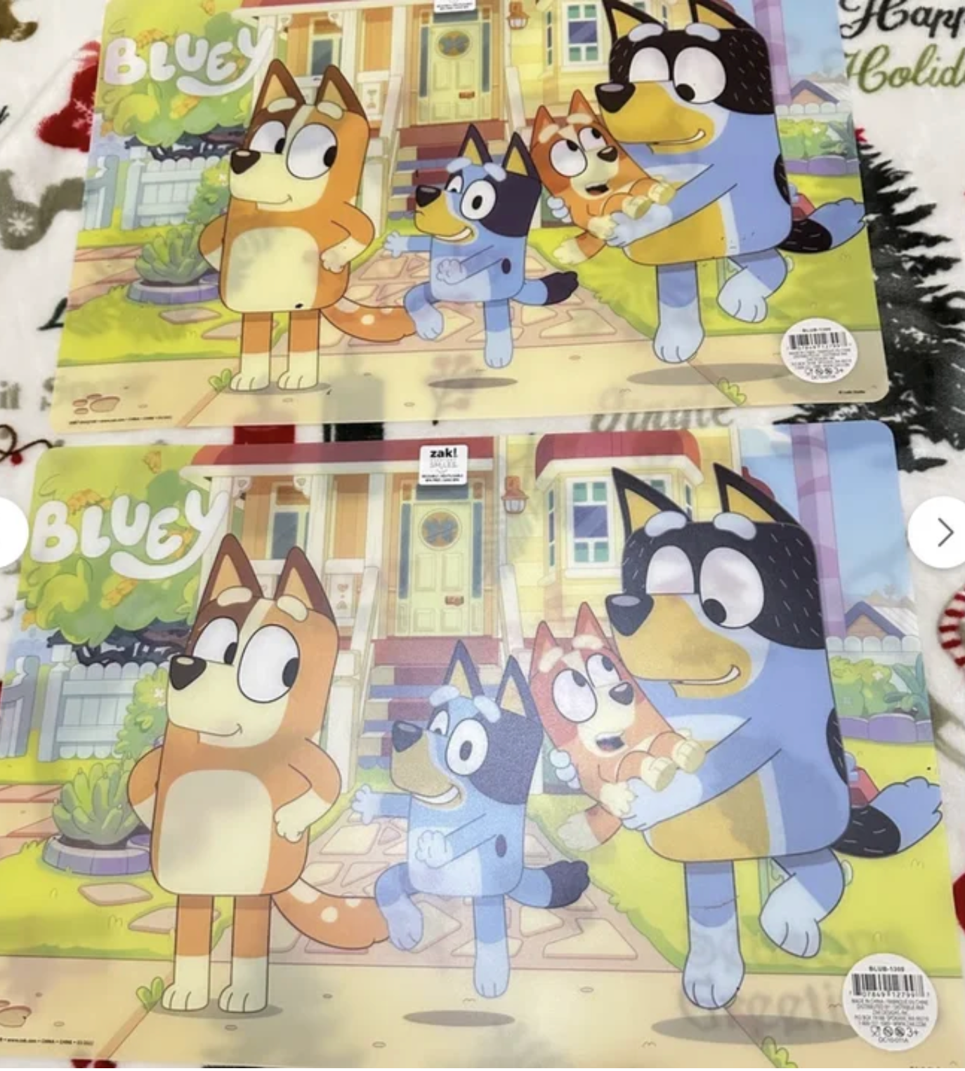 Zak Designe Bluey Kids Reusable BPA Free Plastic Placemat , Bandit, Bluey and Friends 11.8'' x 17.6'' (2 Pack)
