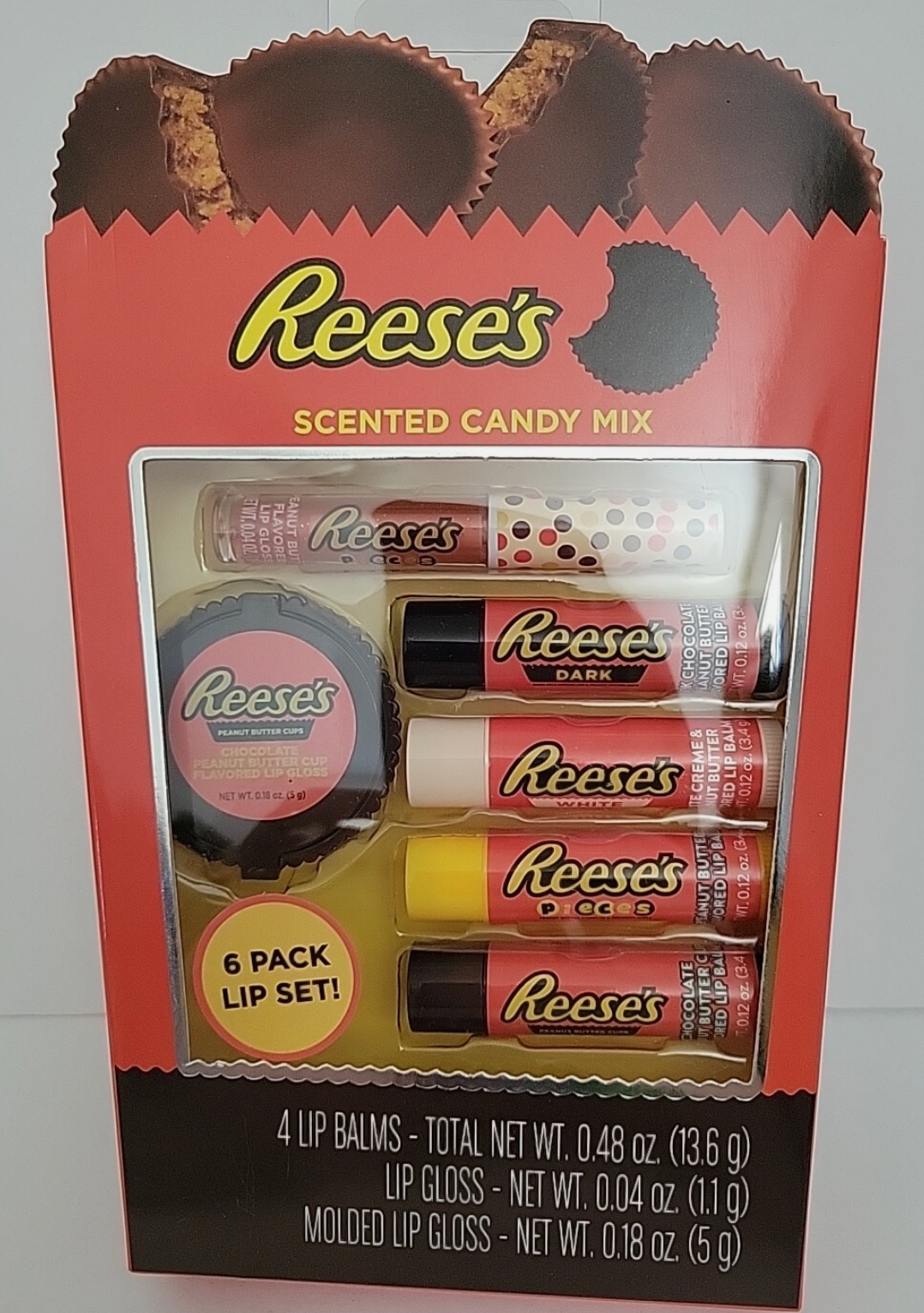Reese's candy mix 6-pack lip balm & gloss set