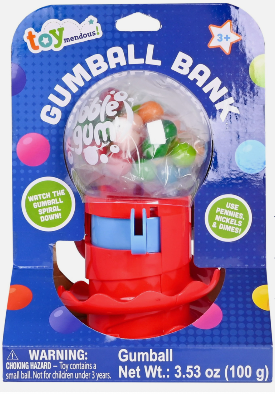 Toymendous Classic Gumball Bank with Gumballs, Novelty & Gag Toys for Children ages 3+