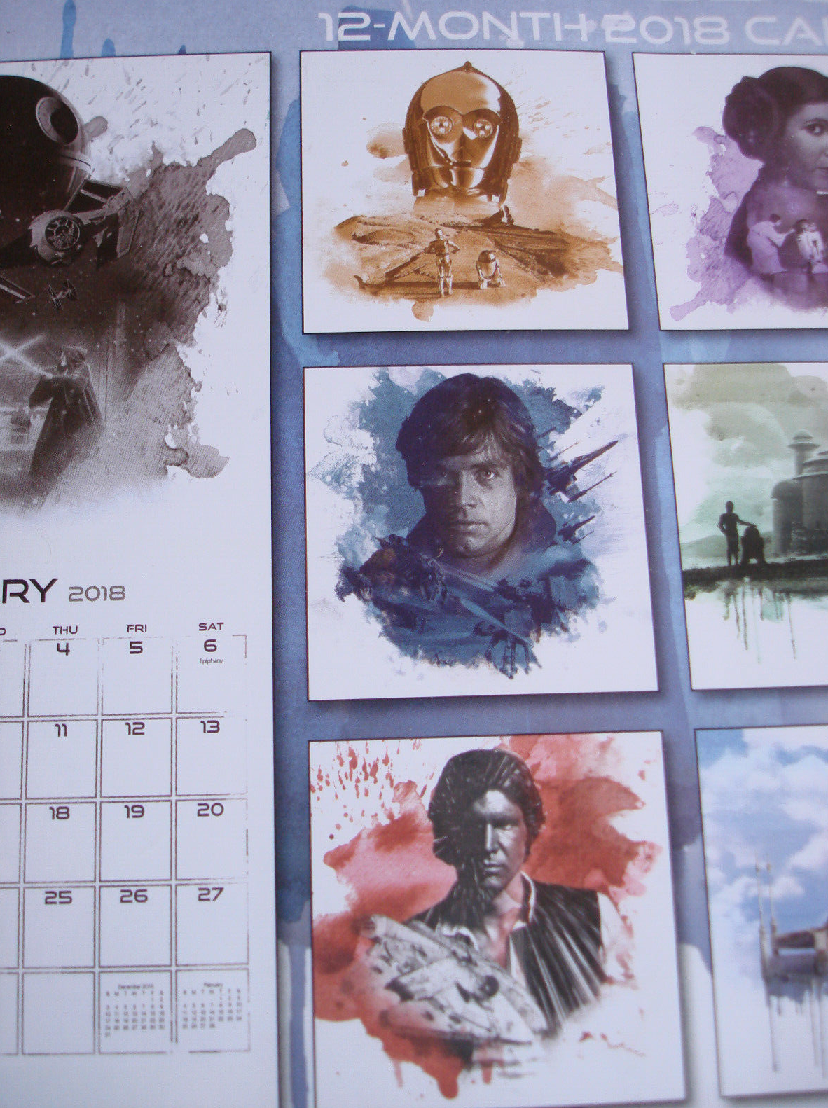 2018 Licensed Characters 12- Month Wall Calendars, 10x10 in. (Disney Star Wars)