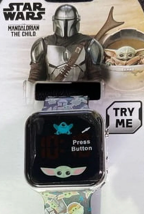 Disney by Lucasfilm Unisex 30mm Plastic Strap LED Wristwatch, Green & Black