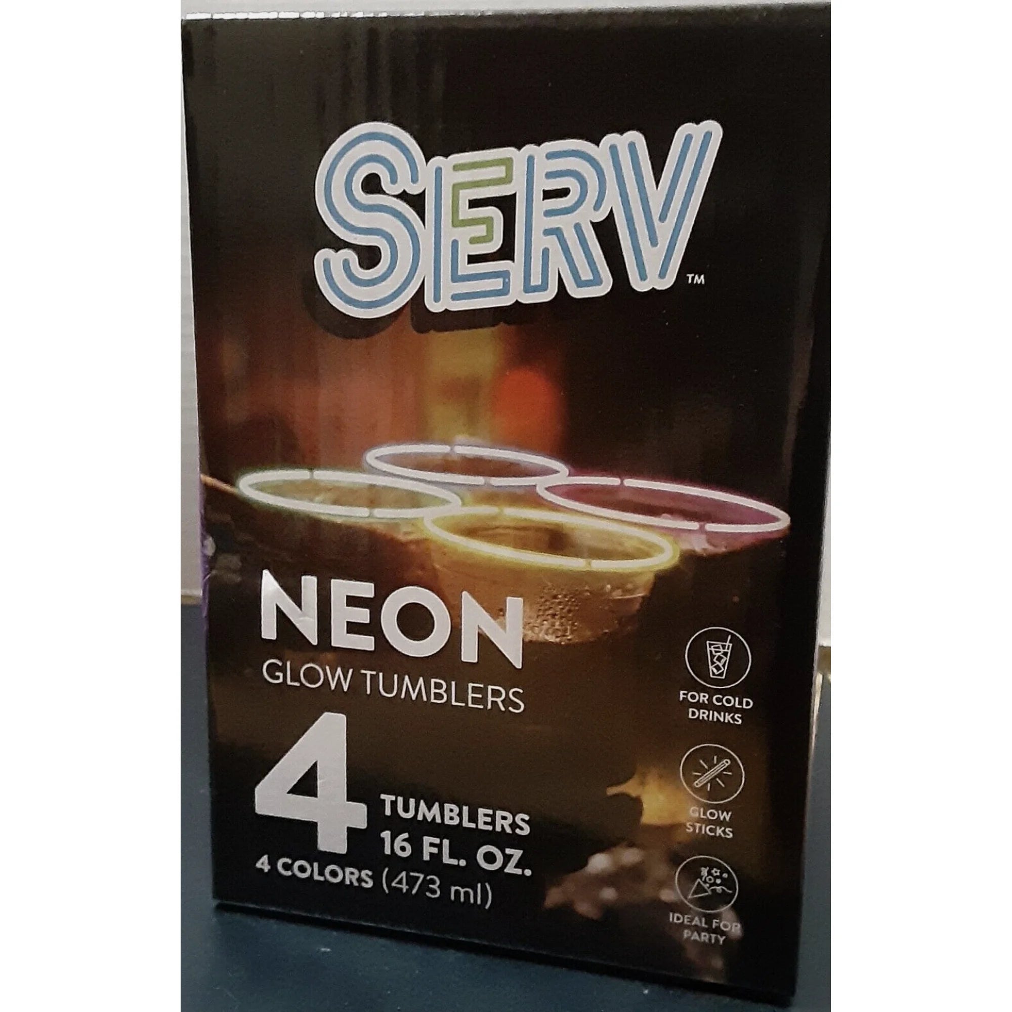 Tzumi Serv Neon Glow Tumblers 4 pk- 16 0z (2pk)