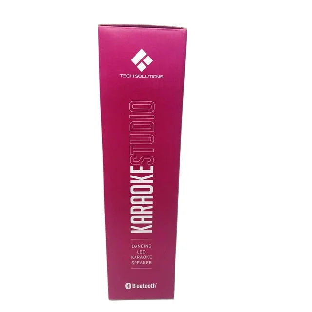 Tech Solutions Bluetooth Karaoke Studio LED Speaker And Microphone Pink New