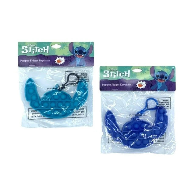 Stitch Shaped Pop Fidget Keychain In Bag With Header