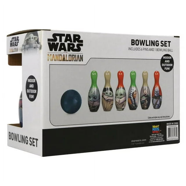 Star Wars The Mandalorian Indoor Bowling Set with 6 Pins and 1 Bowling Ball
