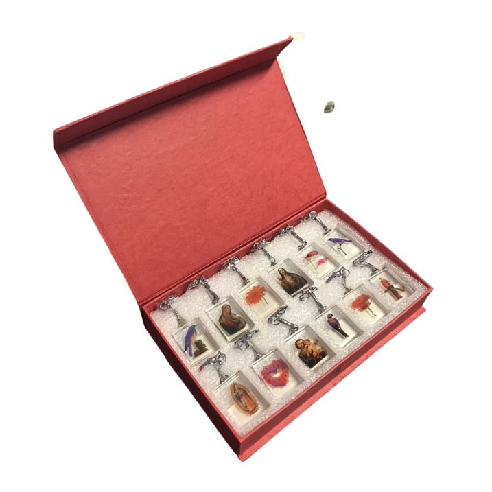 Vintage Crystal Keychain (Pk12) Jesus, Merry, Birds, Flowers, Heart (2pk)