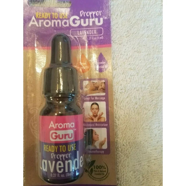 Ready to Use Aroma Guru Aromatherapy Oil LAVENDER .27 Fl Oz Bottles (2PK)