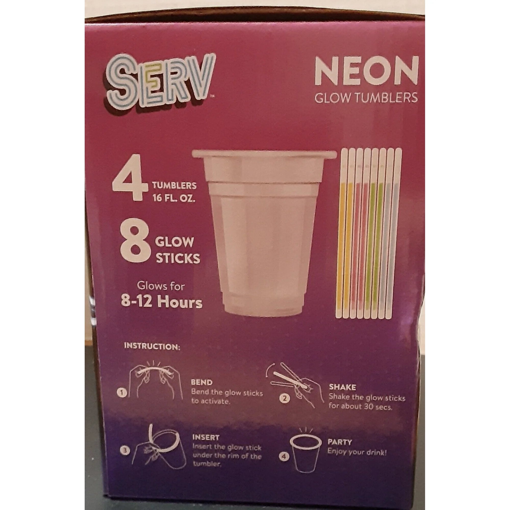 Tzumi Serv Neon Glow Tumblers 4 pk- 16 0z (2pk)