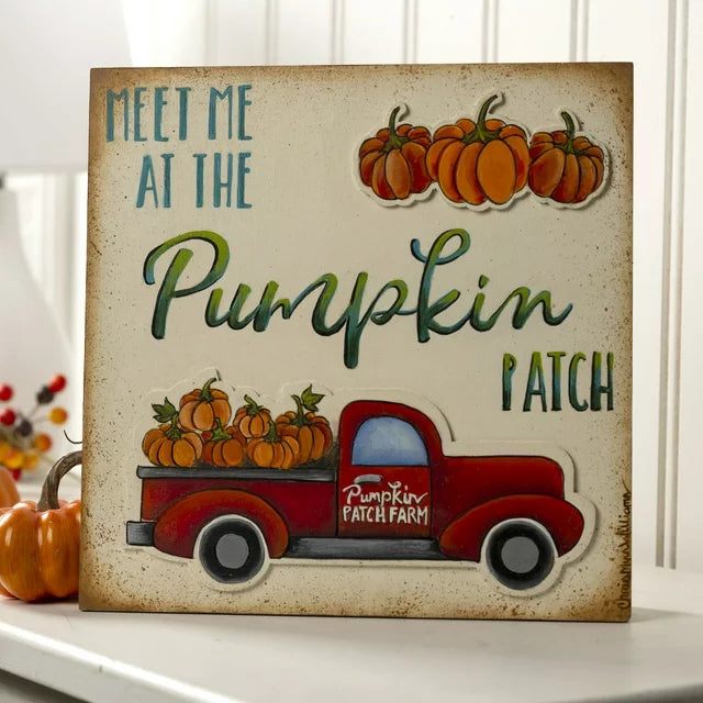 Plaid Beige Unpainted Wood Surface Plaque, Pumpkin Patch, 12" x 12" (2pk)