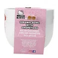 Hello Kitty Sanrio Durable Tableware Bowls with Chopsticks, Ceramic Strawberry, 16 oz