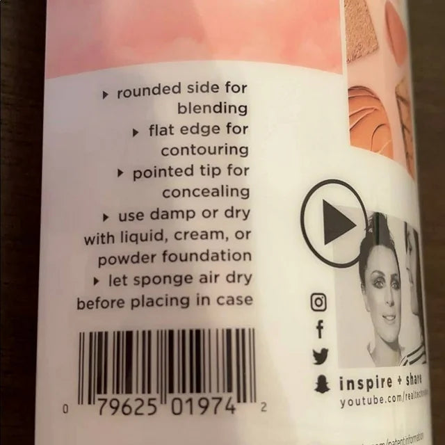 Real Techniques Miracle Complexion Makeup Sponge With Travel Case 2pk