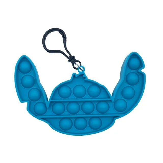 Stitch Shaped Pop Fidget Keychain In Bag With Header